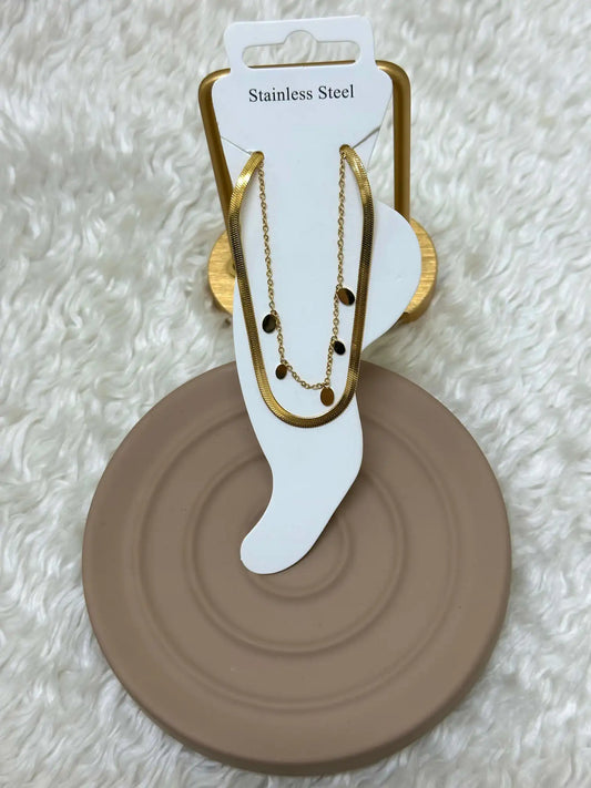 Çelik Gold Renk Katmanlı Tasarım Halhal