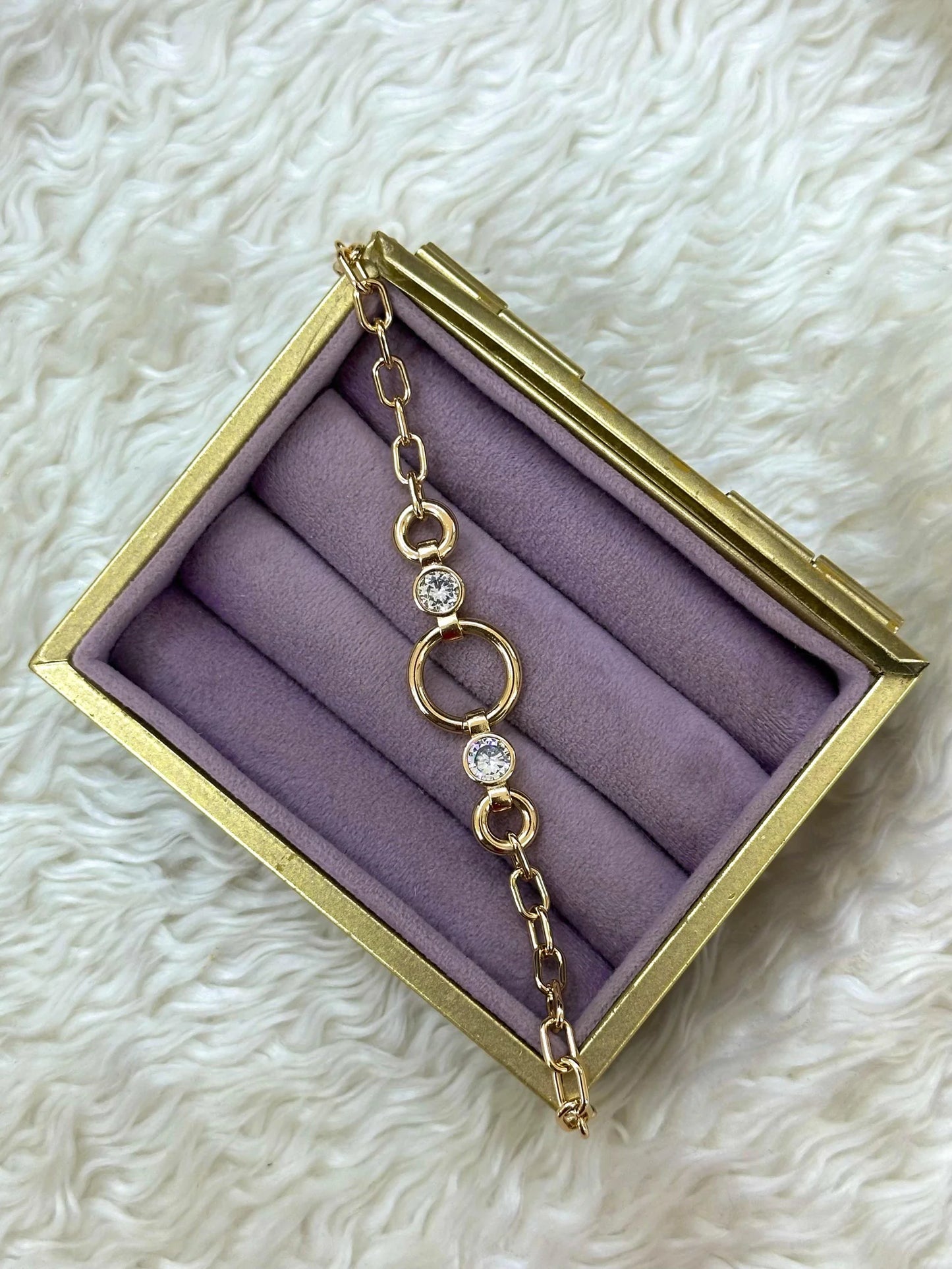 Xuping  Gold Taşlı Halka Detaylı Zincir Bileklik