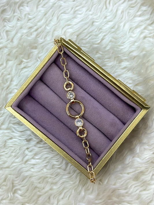 Xuping  Gold Taşlı Halka Detaylı Zincir Bileklik