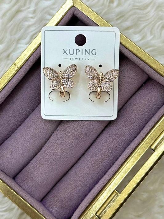 Xuping Kristal Taşlı Kelebek Figürlü Küpe