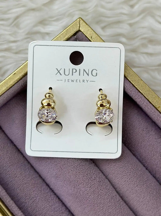 Xuping Büyük Taşlı Gold Top Küpe
