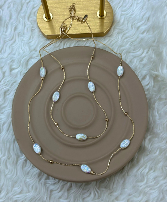 Xuping İnci Detaylı Uzun Rose Gold Kolye